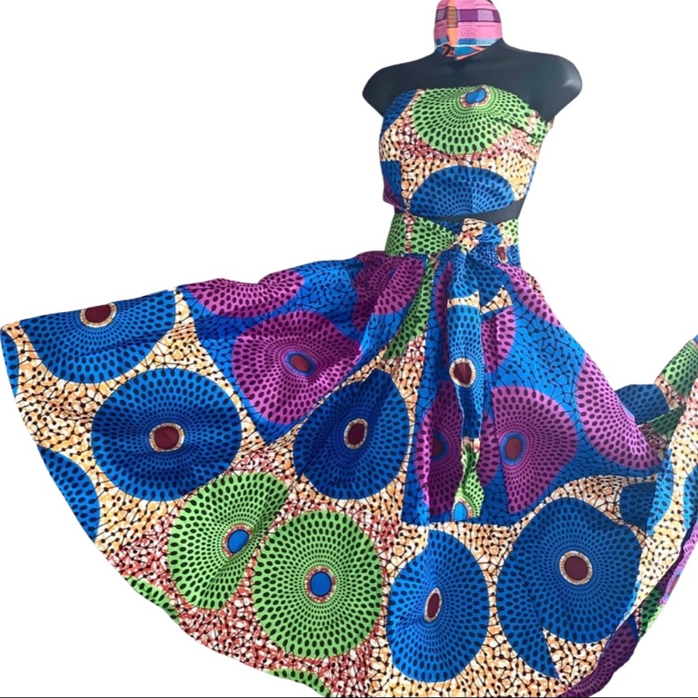 African skirt, top and mask set